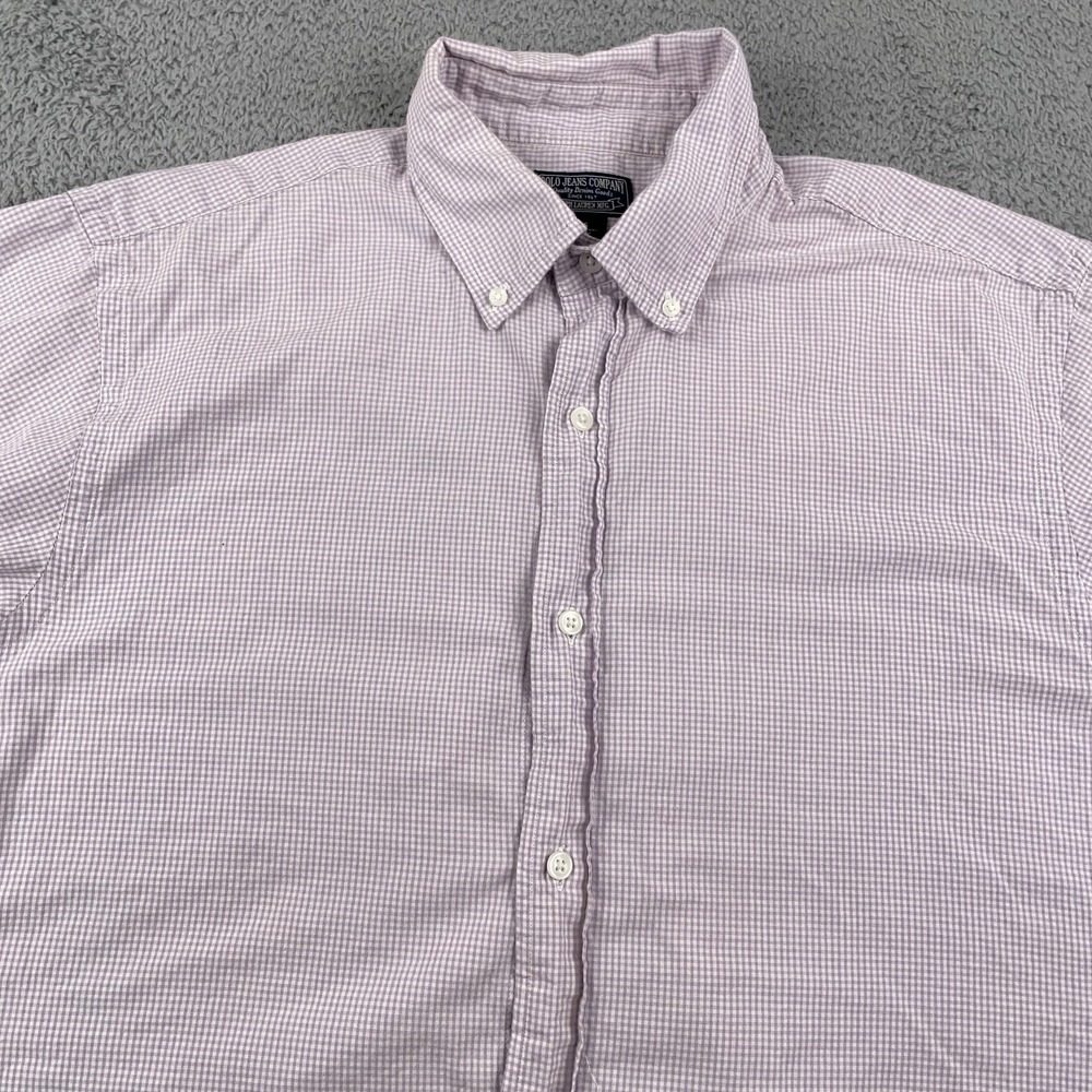 Ralph Lauren Polo Jeans Co Shirt Mens Large Purple Gingham Check Short Sleeve